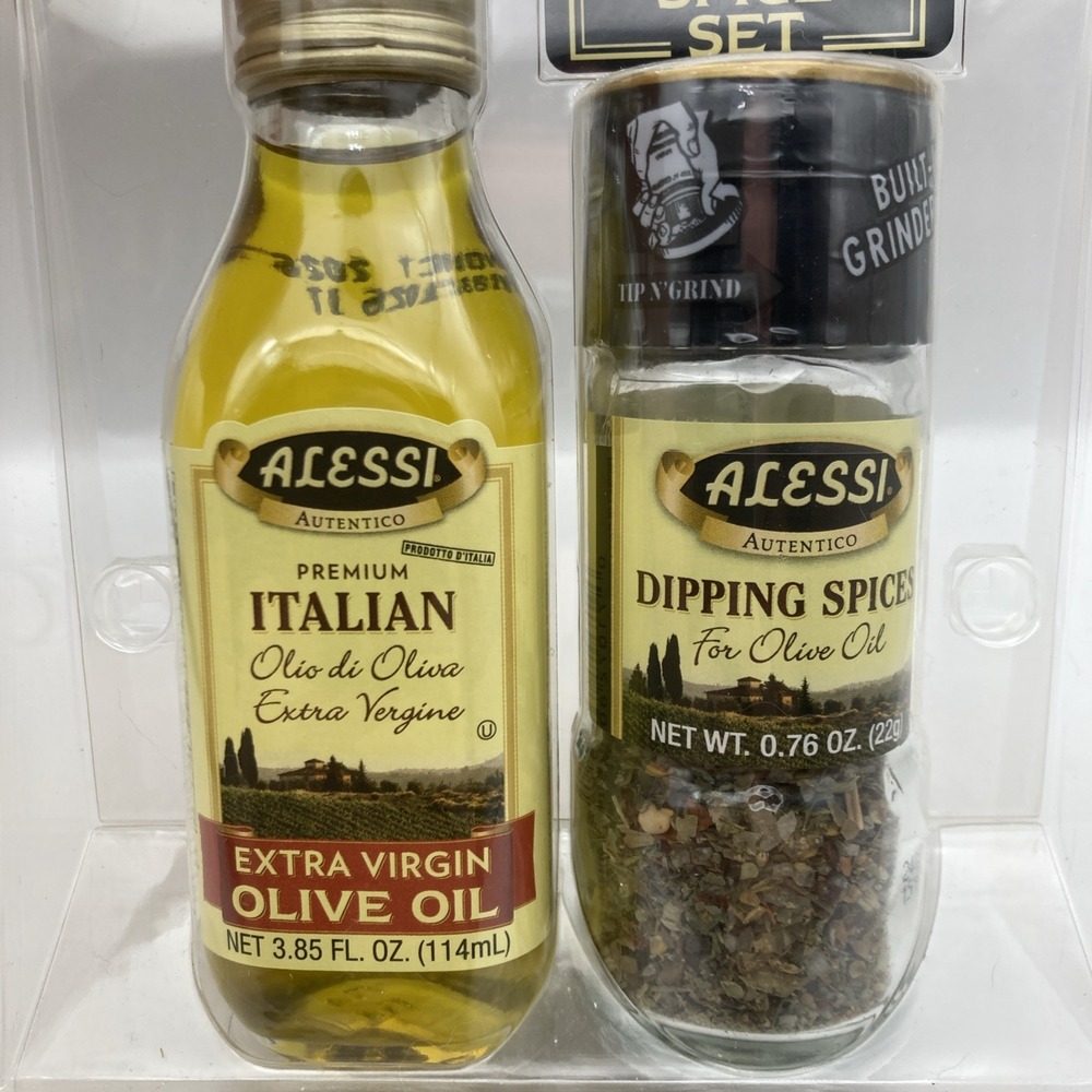 Alessi Dipping Spice Set Extra Virgin Olive Oil& Tip N' Grind Spices Sealed New - Picture 2 of 7
